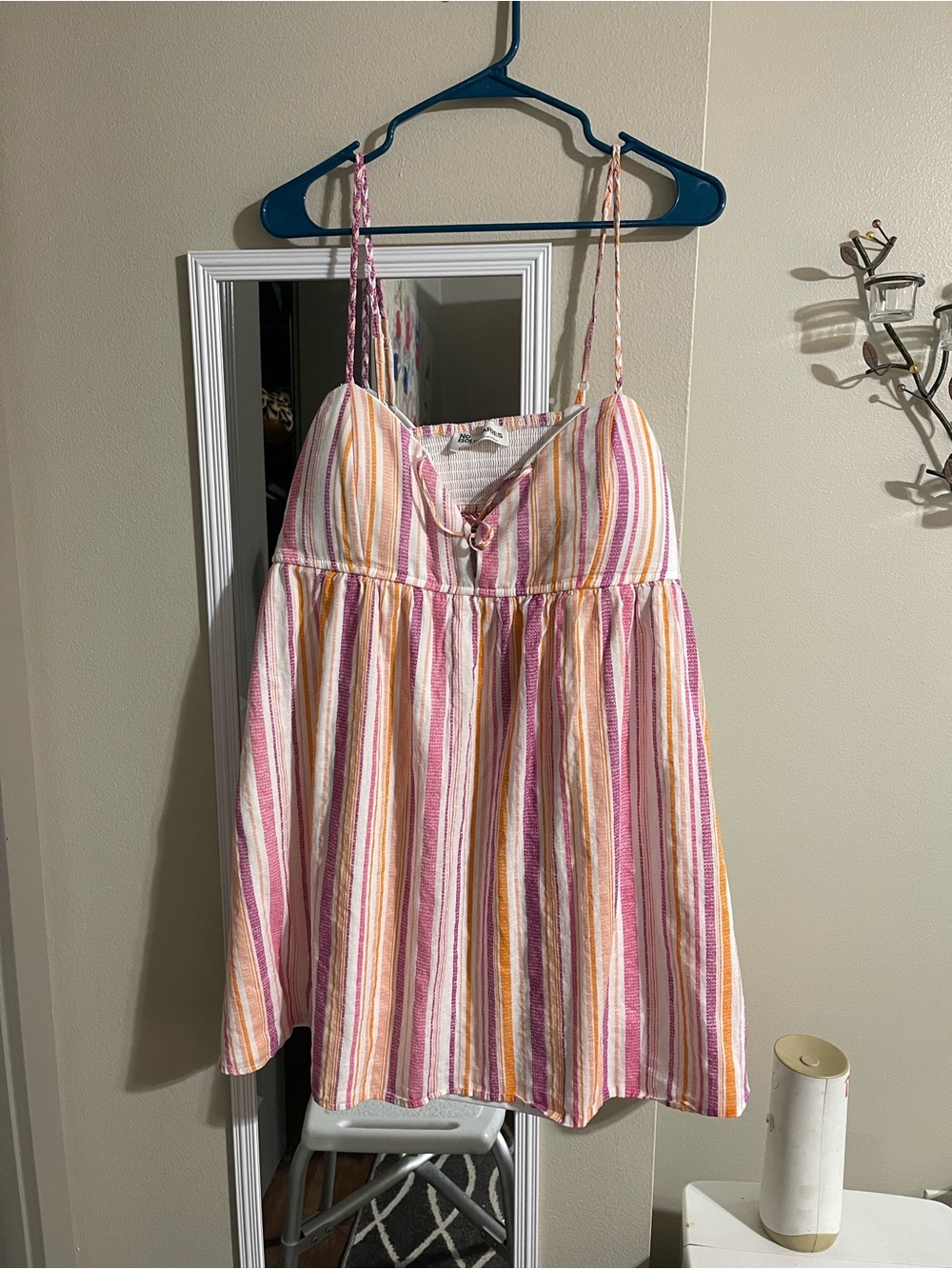 No Boundaries Pink, White & Yellow Striped Sundress